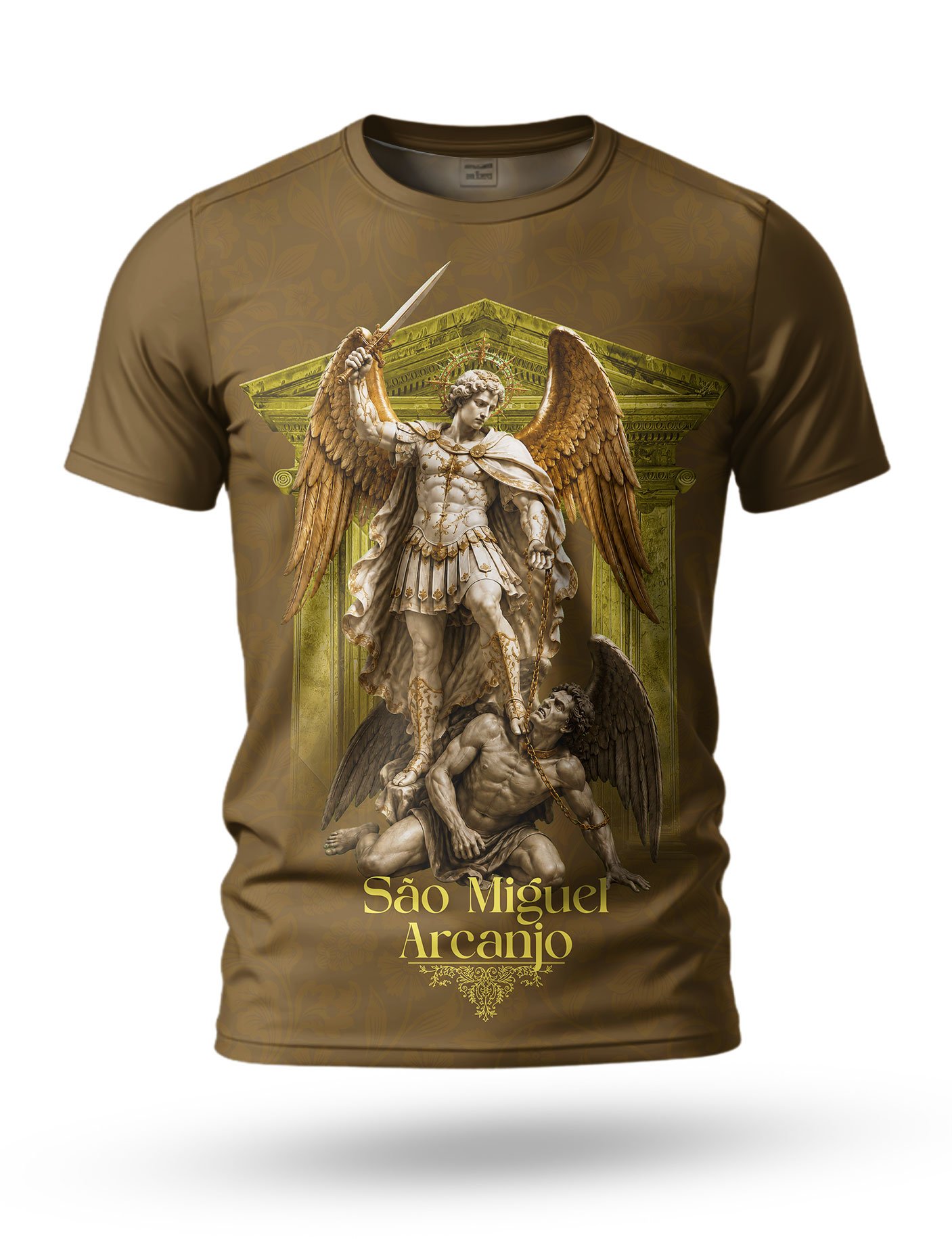 Arte Camiseta de São Miguel Arcanjo 05 tema marrom