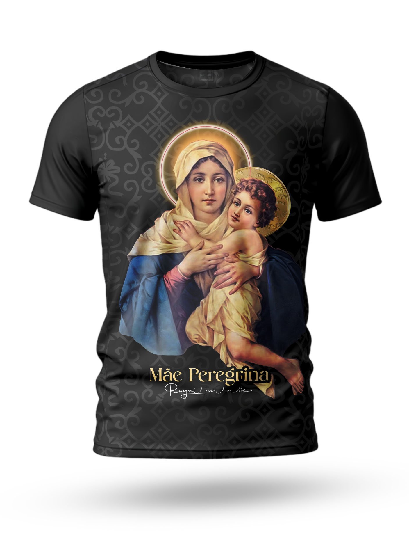 Arte Camiseta da Mãe Peregrina 01 tema black