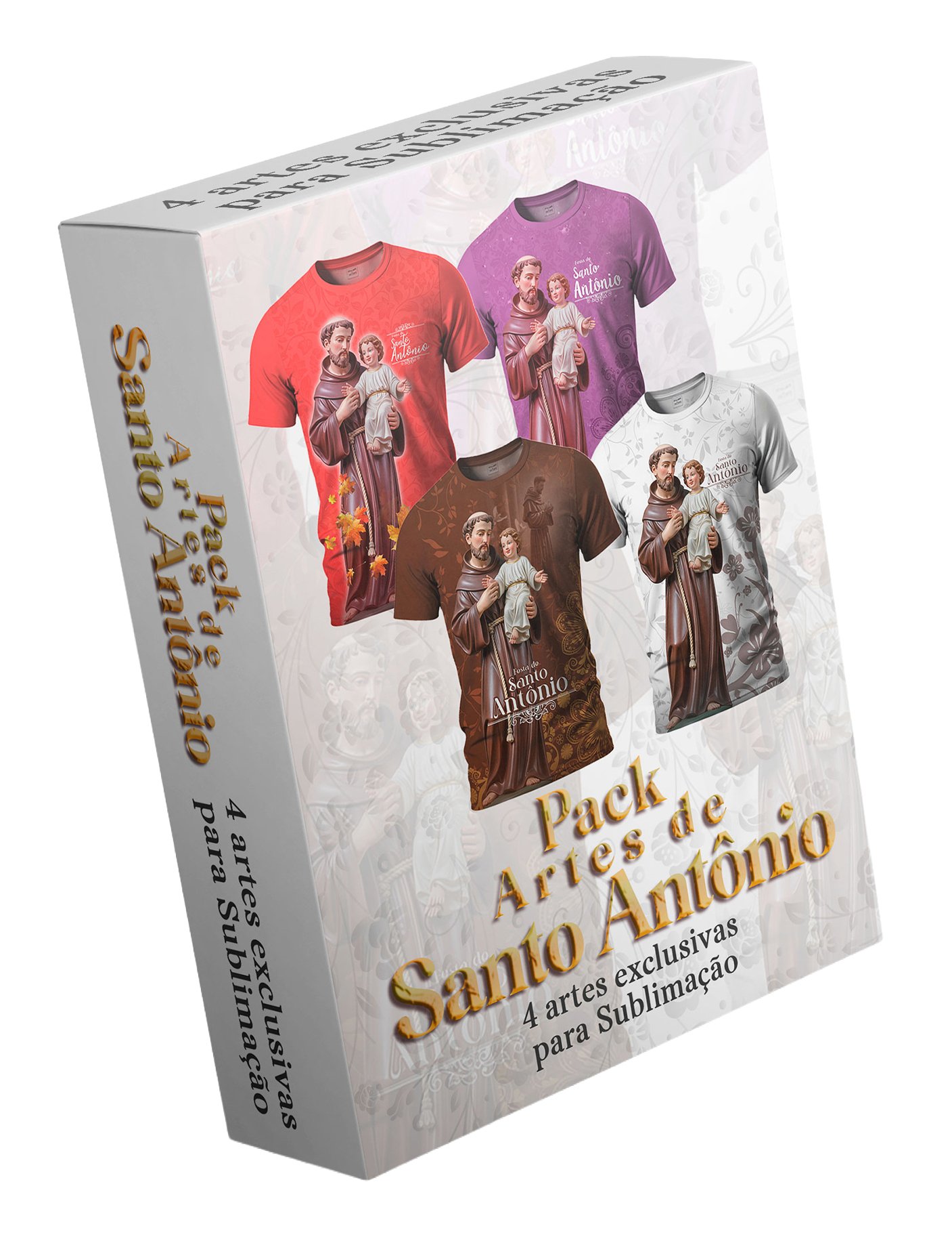 Pack com 4 Artes de Santo Antônio para Sublimação