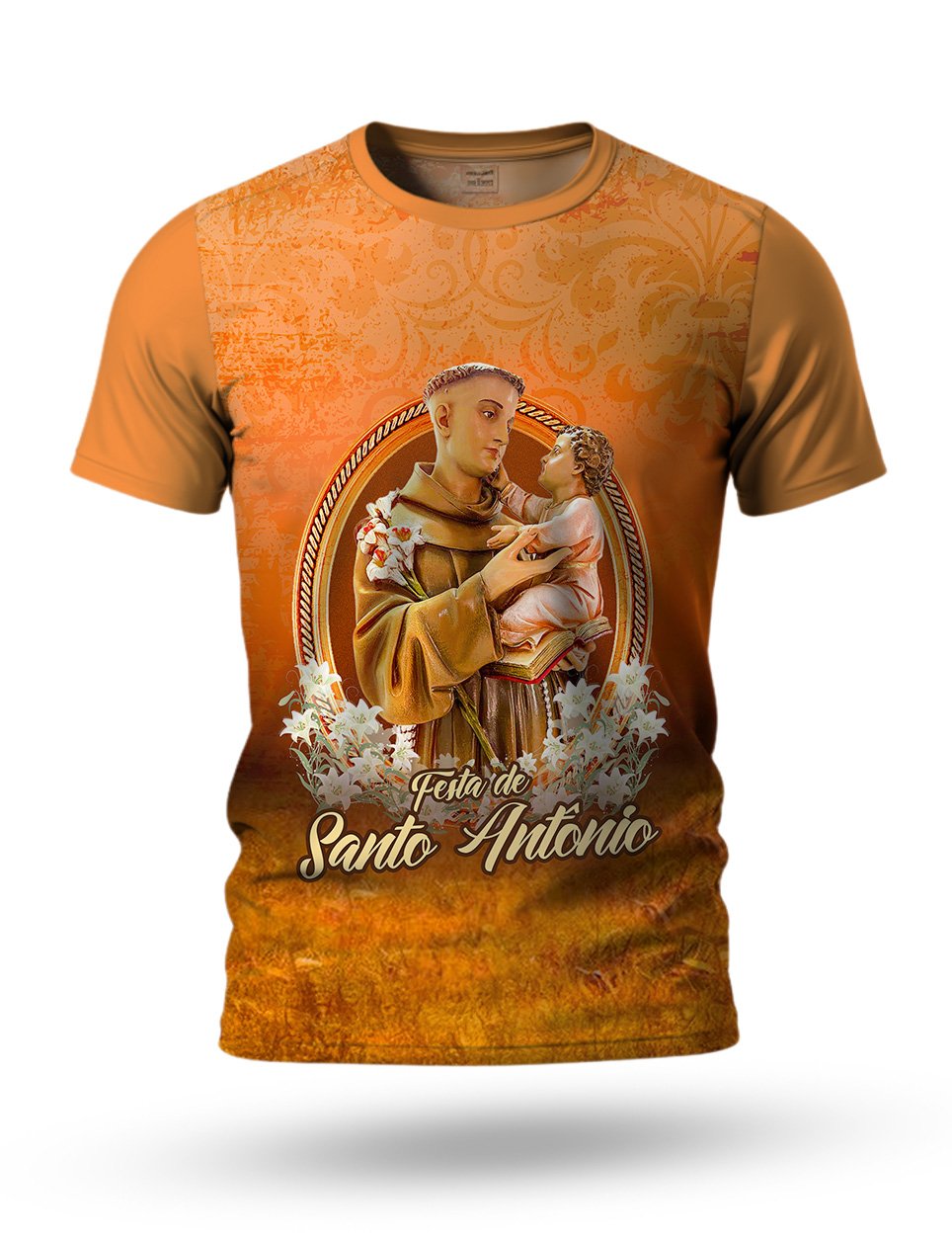 Arte: Arte camiseta de Santo Antônio 19 tema laranja
