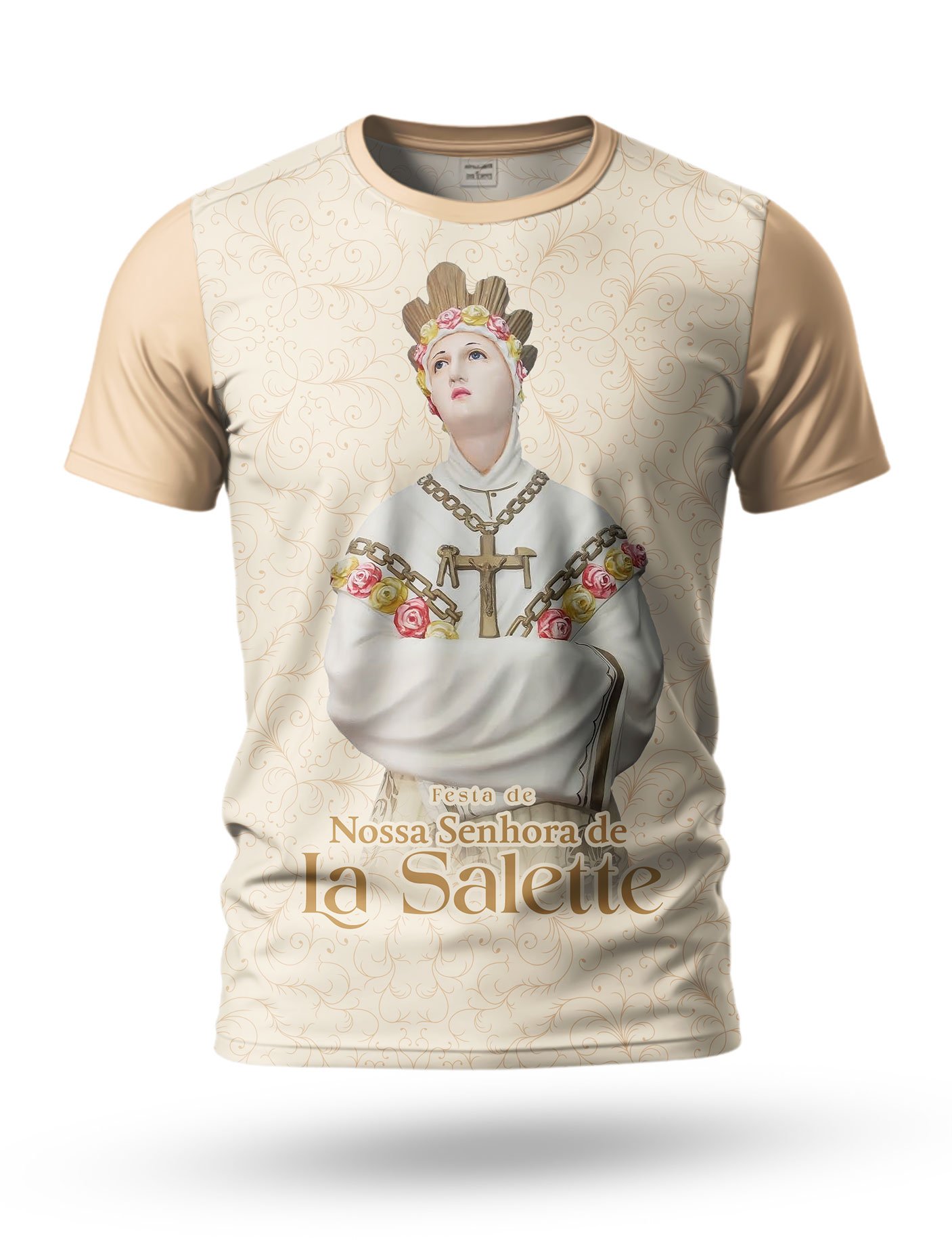 Arte: Arte Camiseta Nossa Senhora de La Salette 02 tema Bege claro