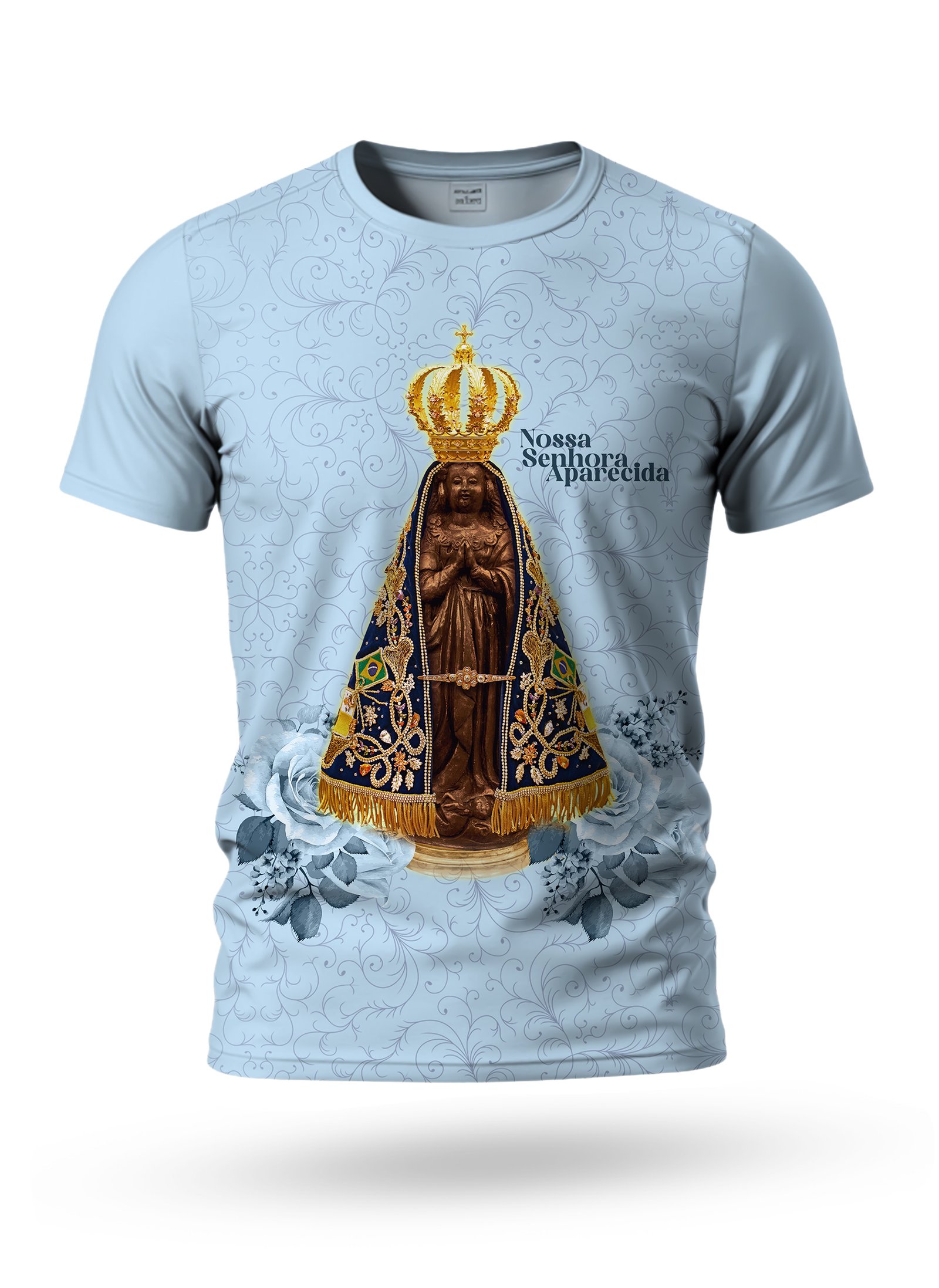 Arte Camiseta de Nossa Senhora Aparecida 02 tema azul claro
