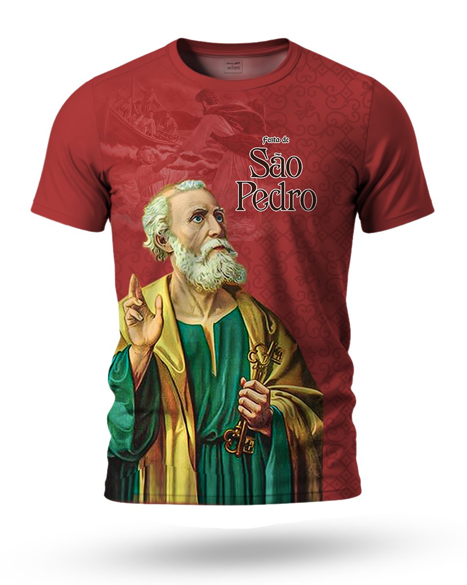 Arte Camiseta São Pedro Apóstolo Padroeiro 03 tema vermelho