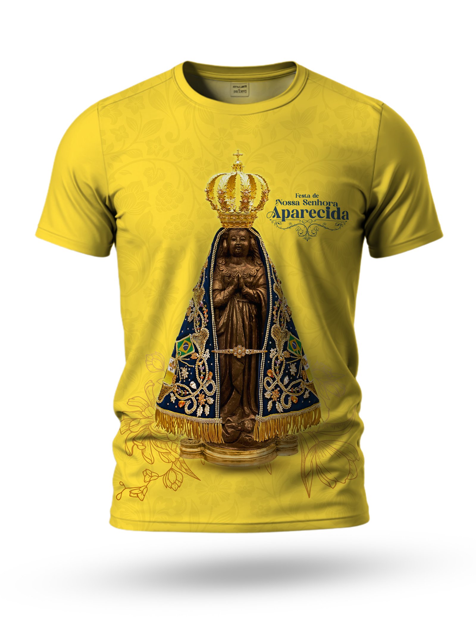 Arte Camiseta de Nossa Senhora Aparecida 03 tema amarela